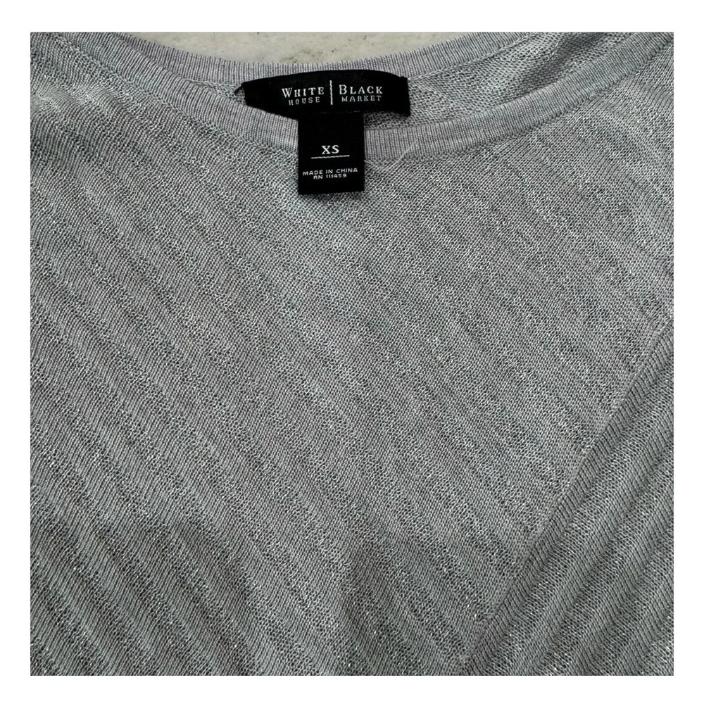 White House Black Market Metallic Gray Sweater